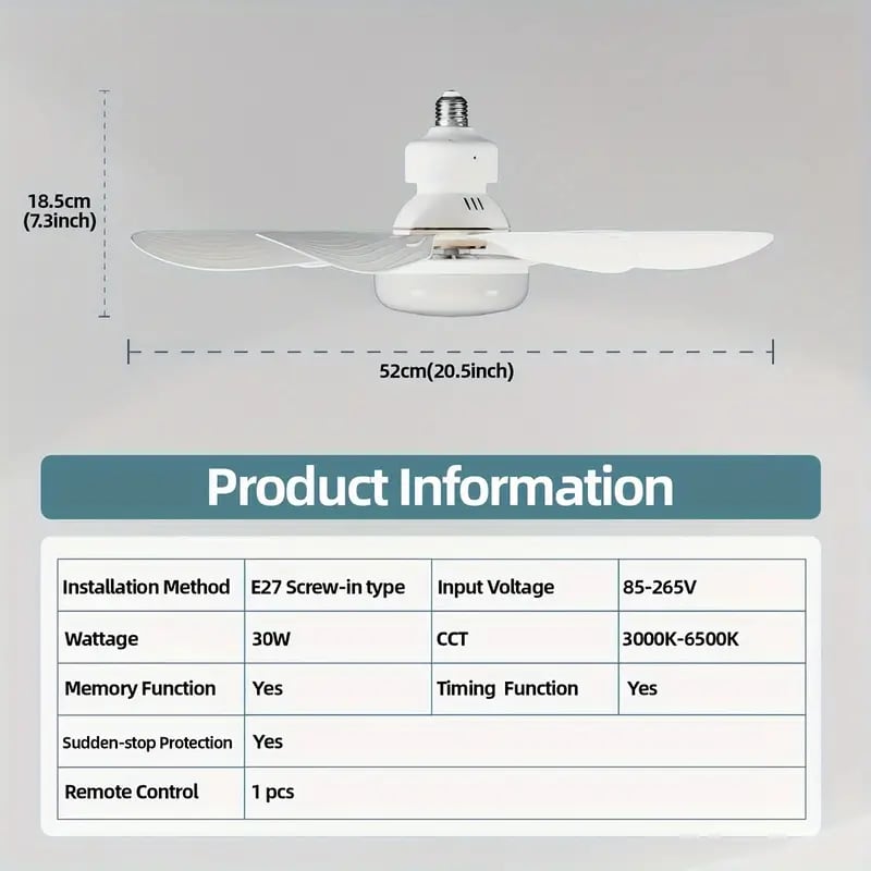 LED Ceiling Fan Light with Remote