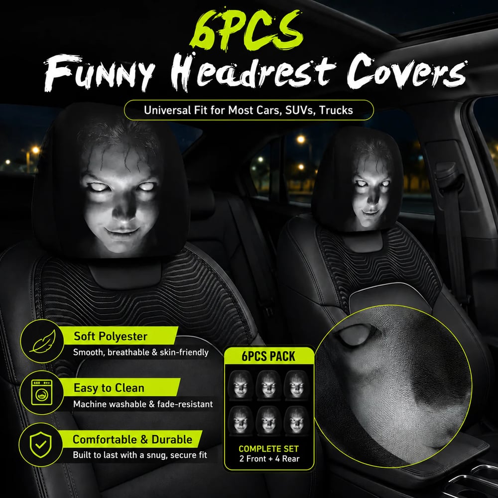 Funny Car Headrest Covers 2-Pack