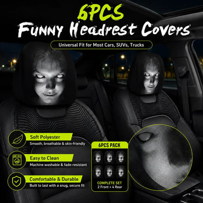 Funny Car Headrest Covers 2-Pack