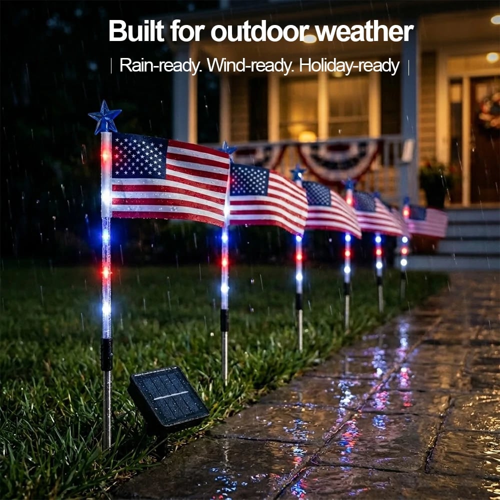 Solar American Flag Pathway Lights