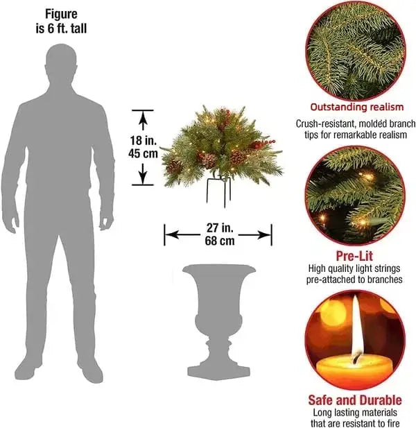 GlowPine Pre-Lit Christmas Urn Filler