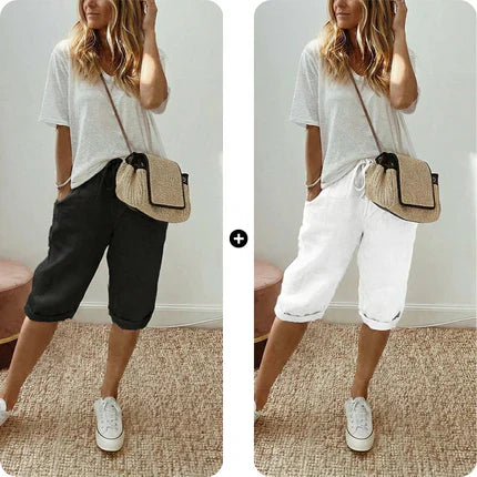 Women's Casual Cotton Linen Capris