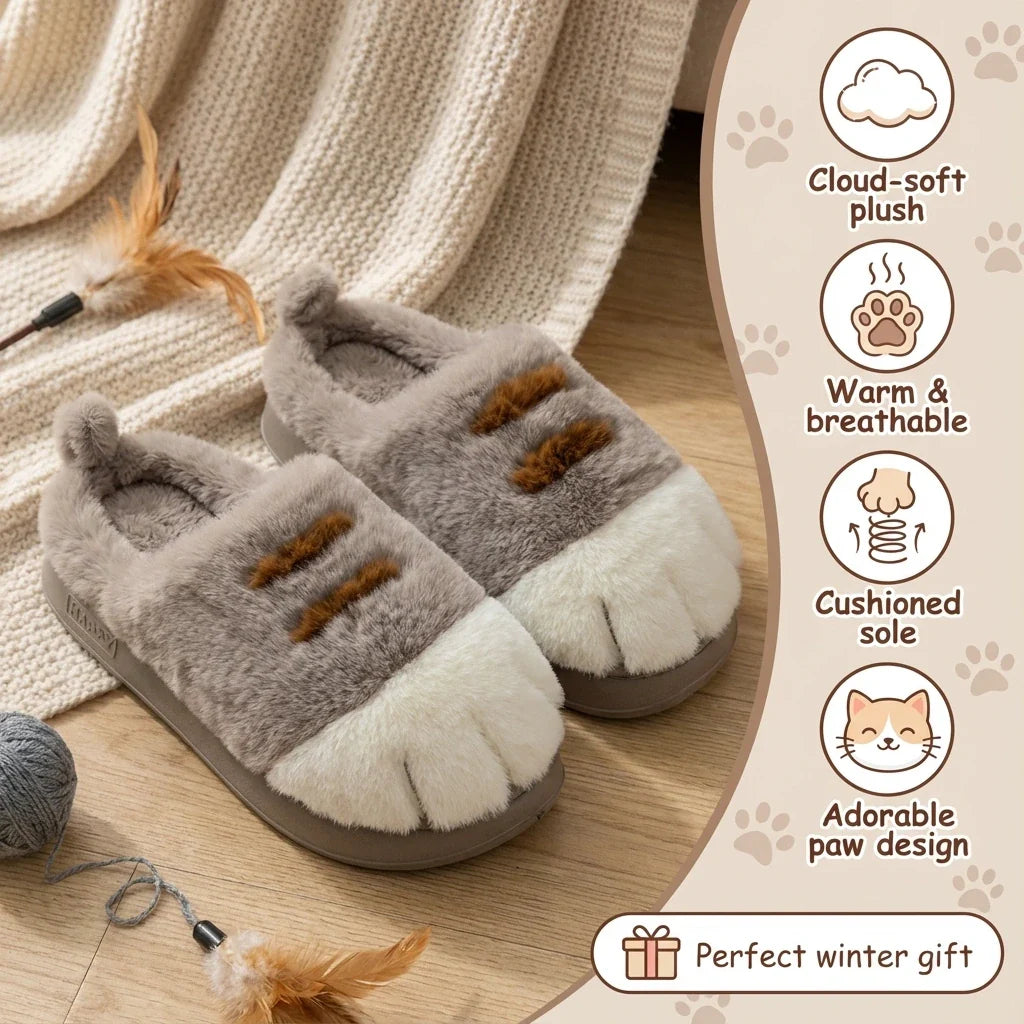 Cat Paw Plush Slippers