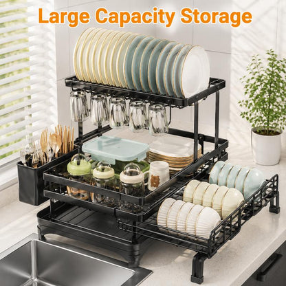 2-Tier Self-Draining Dish Rack
