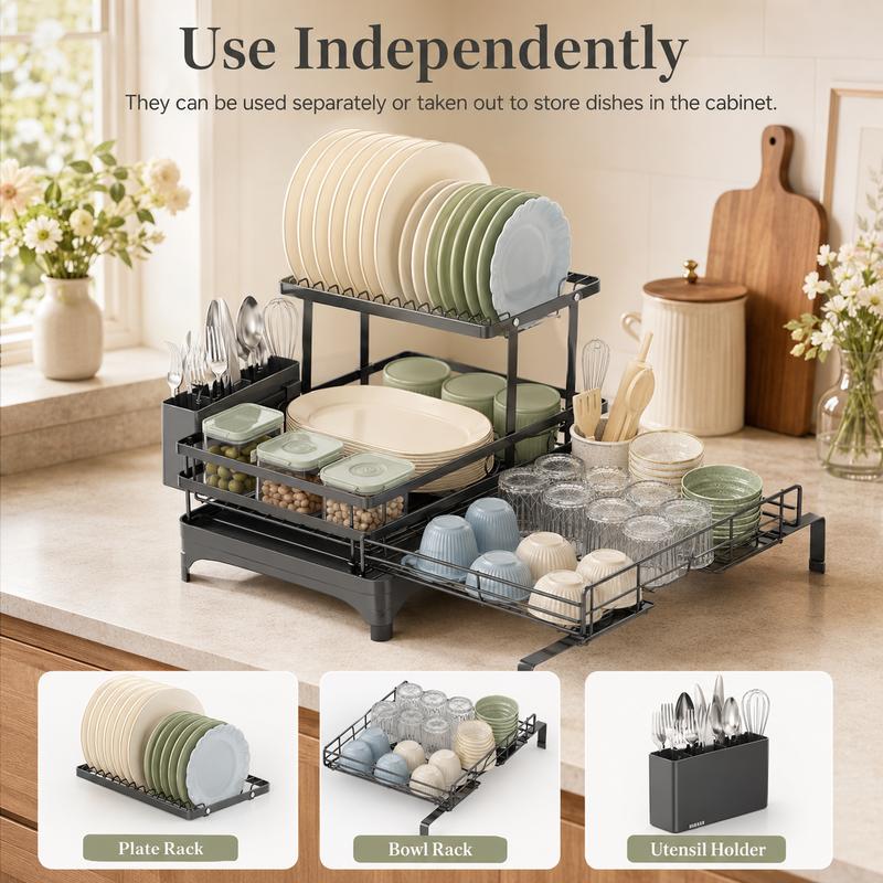 2-Tier Self-Draining Dish Rack