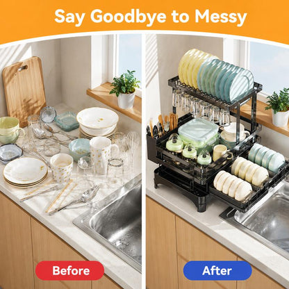 2-Tier Self-Draining Dish Rack