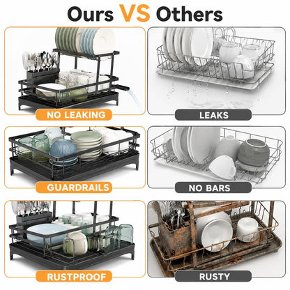 2-Tier Self-Draining Dish Rack