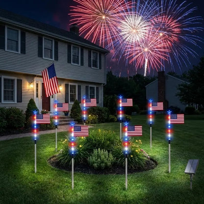 Solar American Flag Pathway Lights
