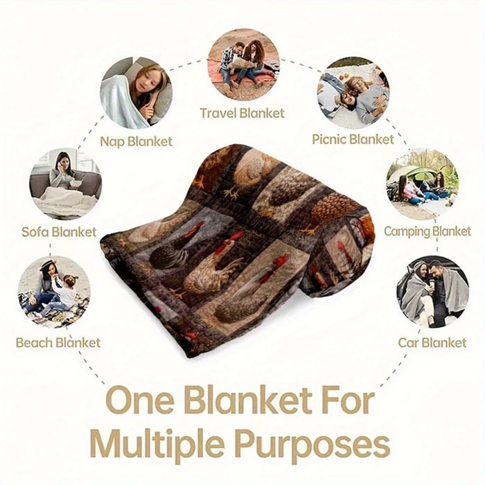 Farmhouse Chicken Flannel Throw