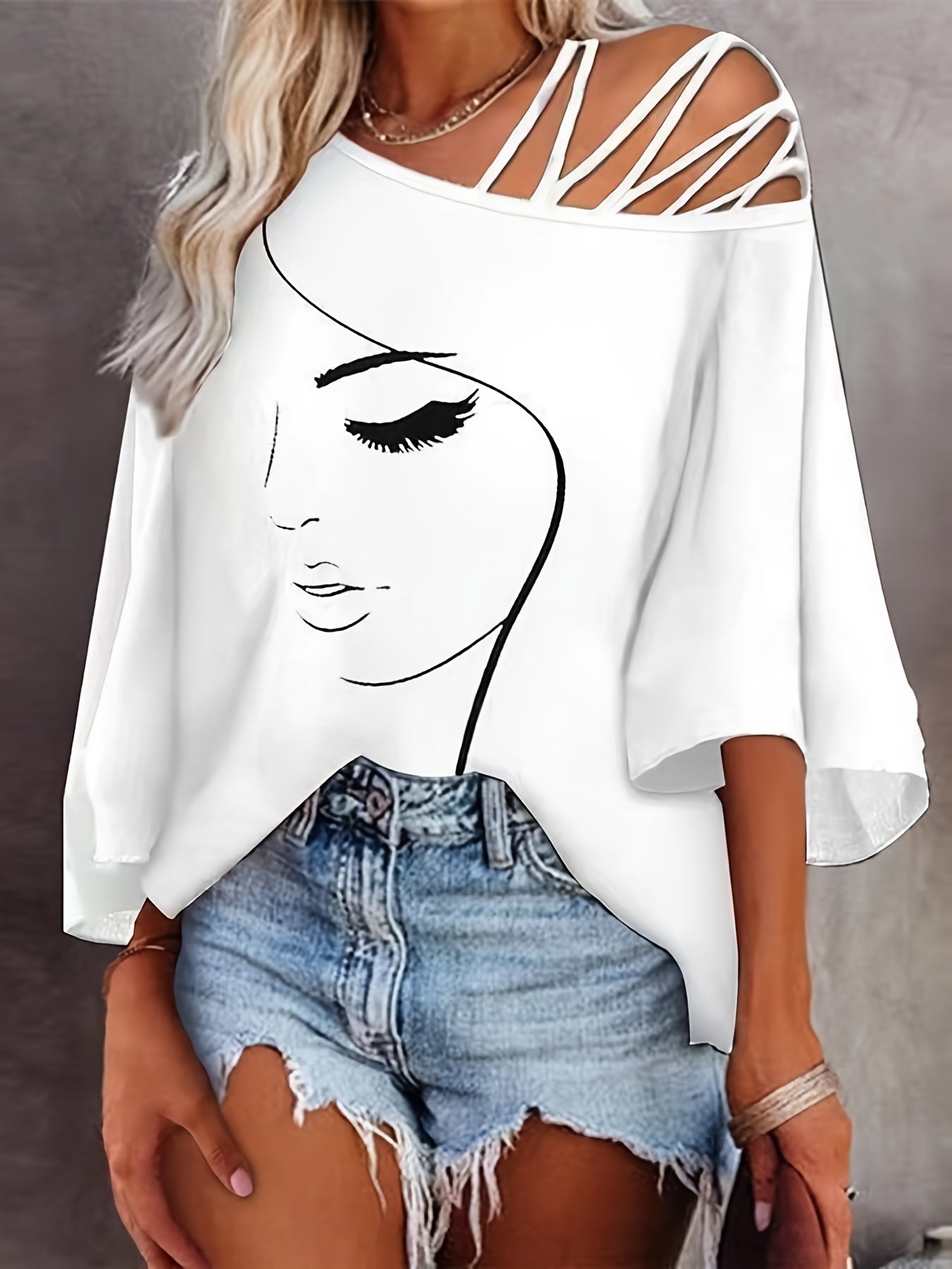 Femme Visage Off-Shoulder Tee