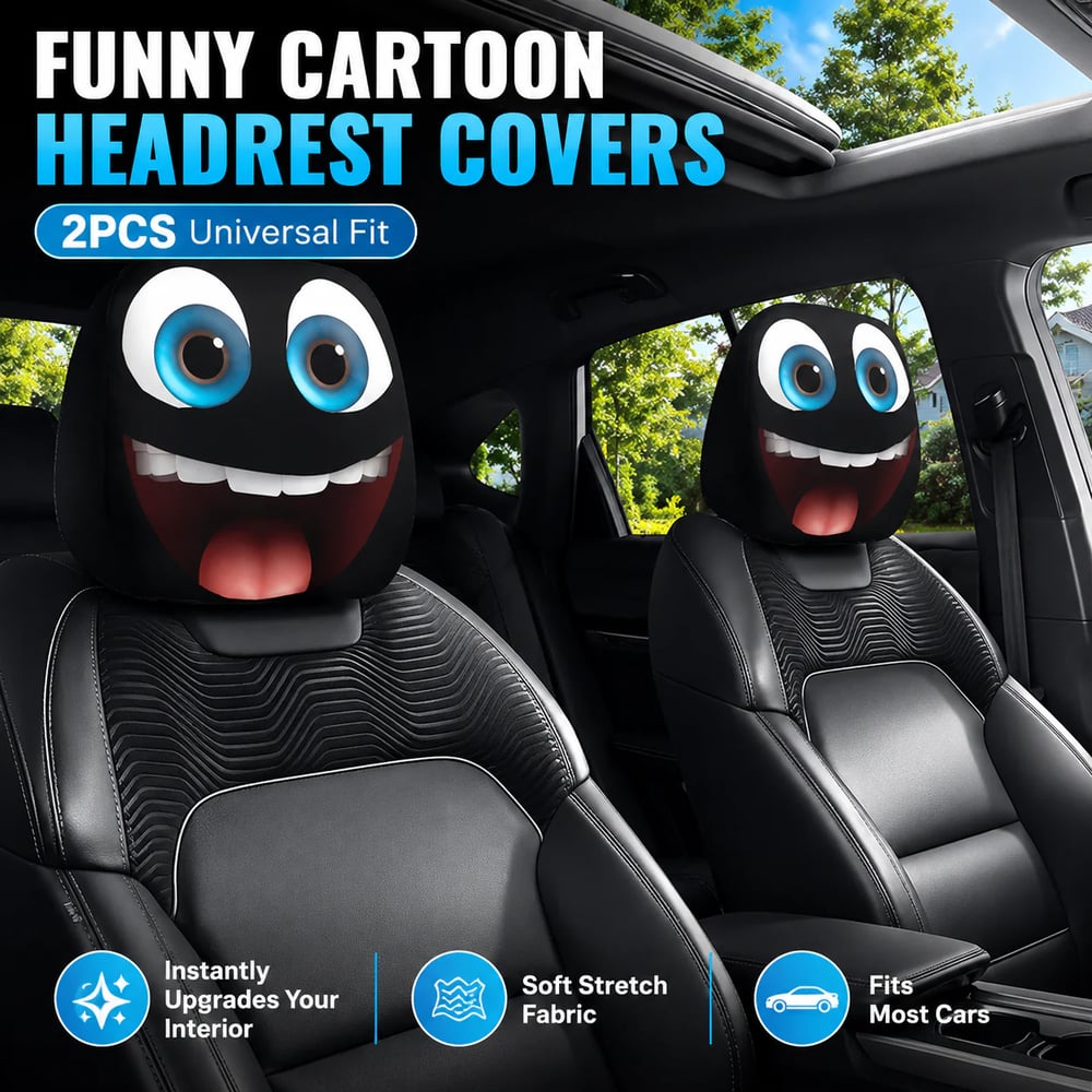 Funny Car Headrest Covers 2-Pack