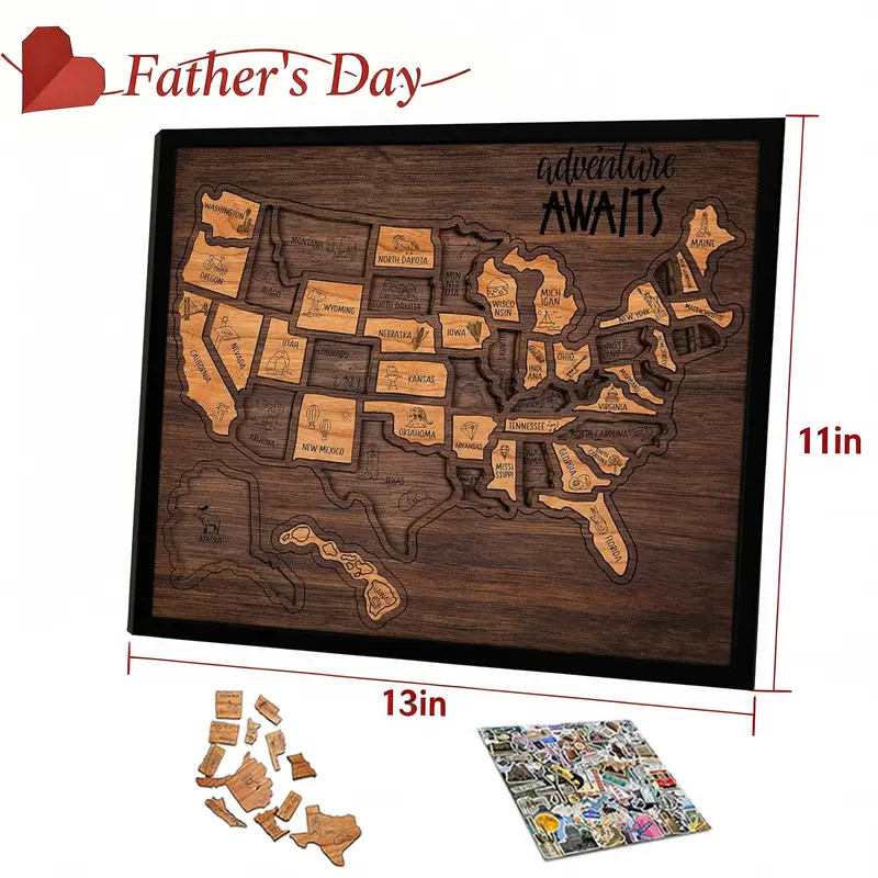 Wooden USA Travel Map Puzzle