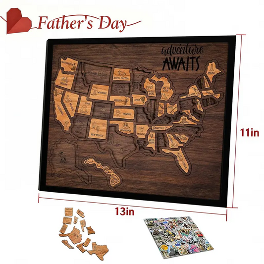 Wooden USA Travel Map Puzzle