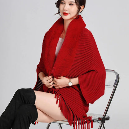 Elegant Winter Fur Poncho