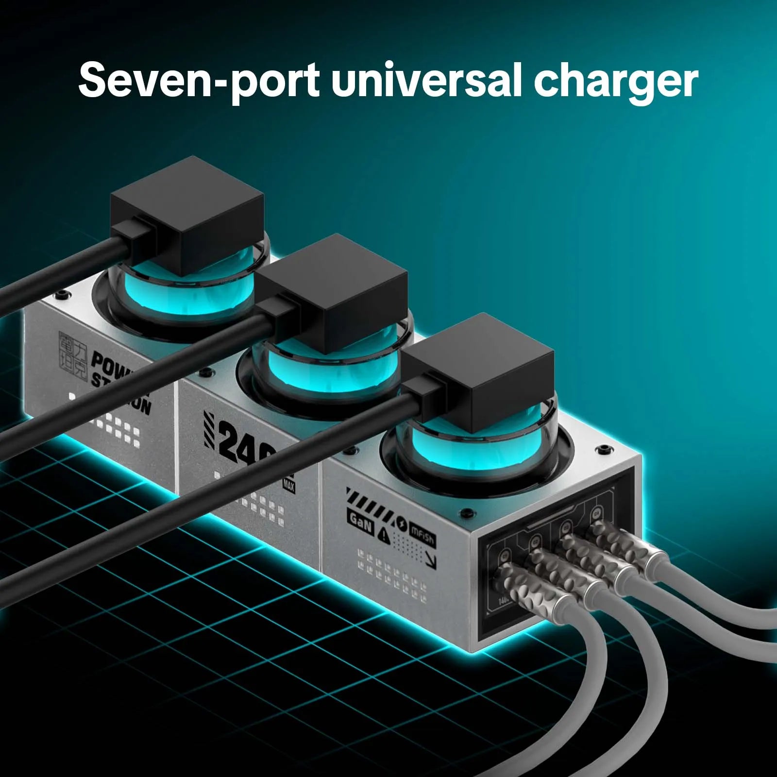 PowerForge 7-in-1 GaN Charging Hub (240W USB-C + AC Power)