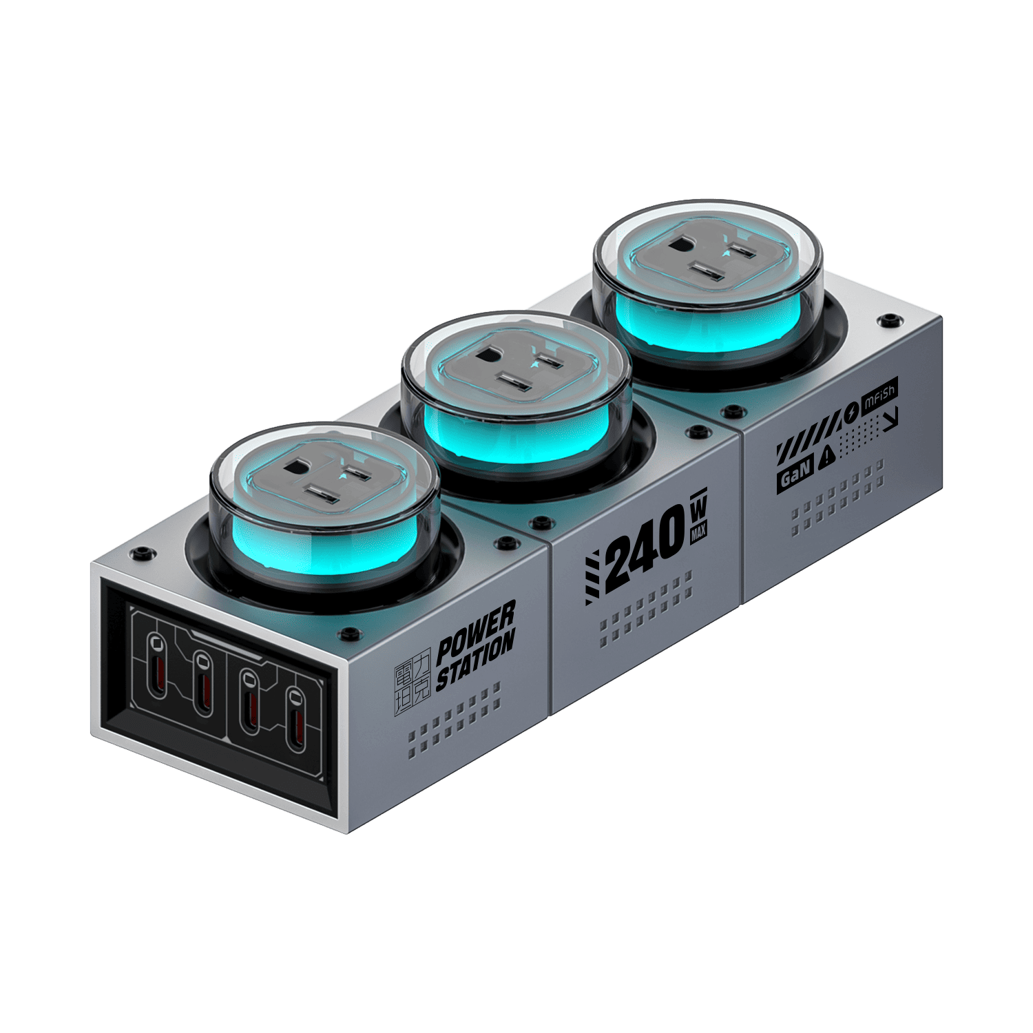 PowerForge 7-in-1 GaN Charging Hub (240W USB-C + AC Power)