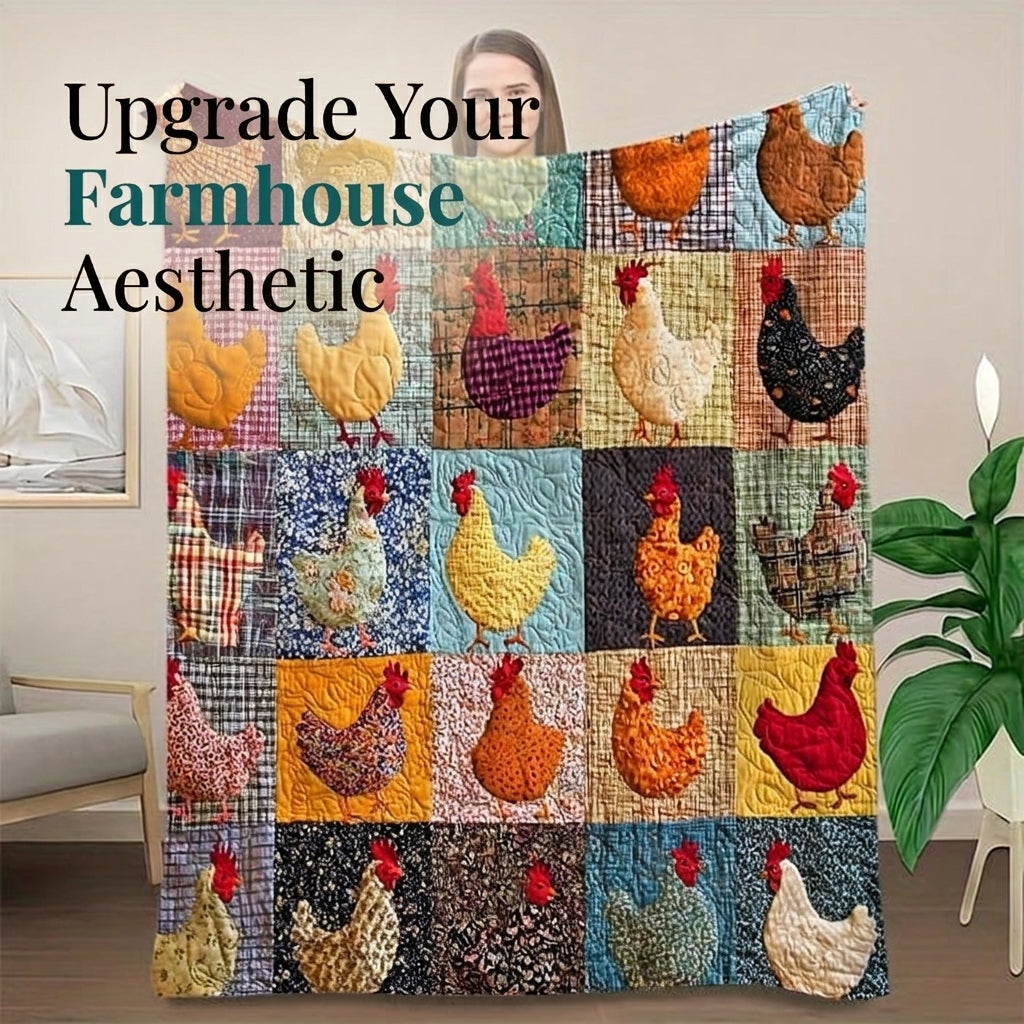 Farmhouse Chicken Quilted Throw