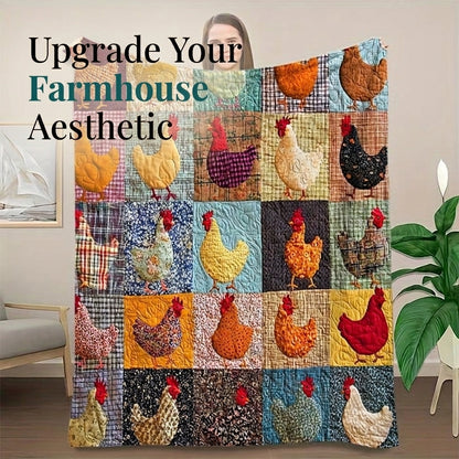 Farmhouse Chicken Quilted Throw