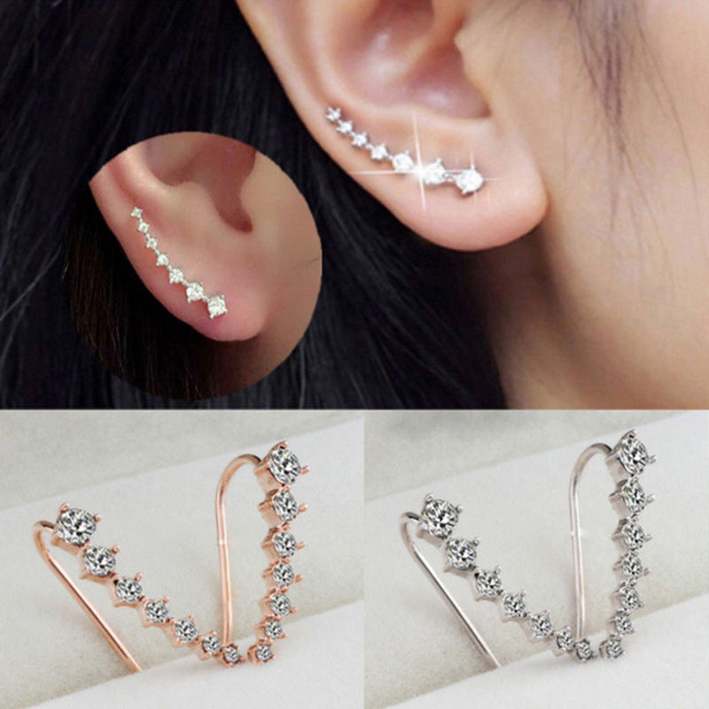 Earrings with 7 Stars and Diamonds