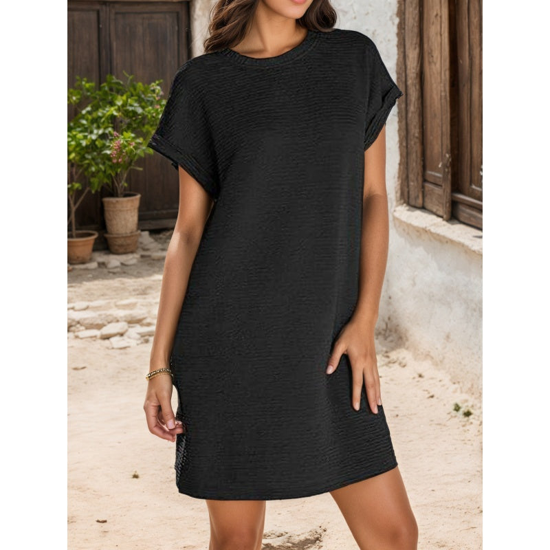 Solid Round Neck Dress