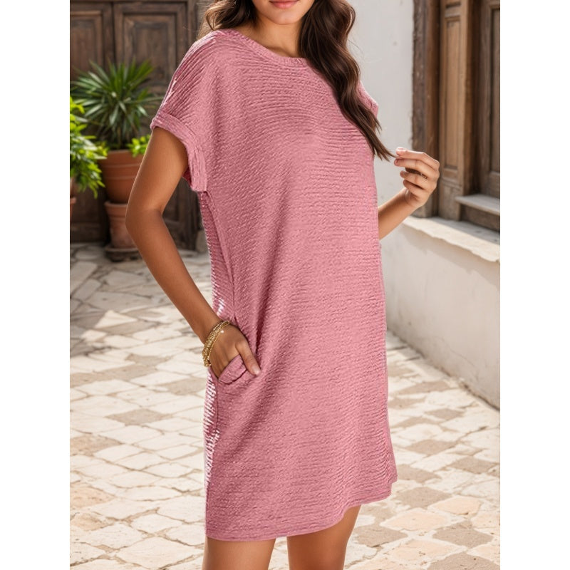 Solid Round Neck Dress
