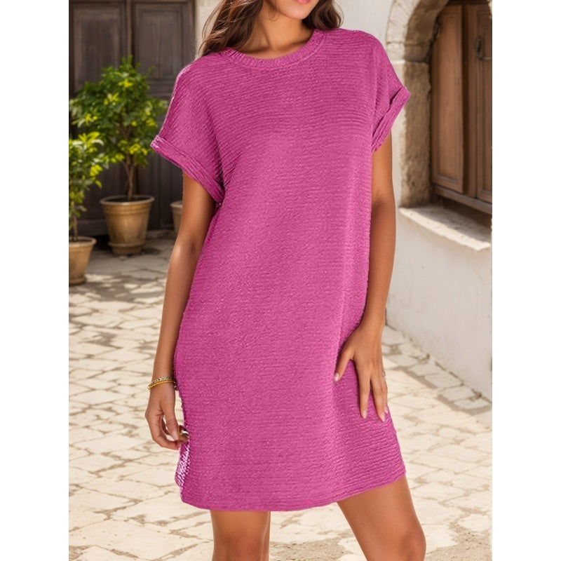 Solid Round Neck Dress
