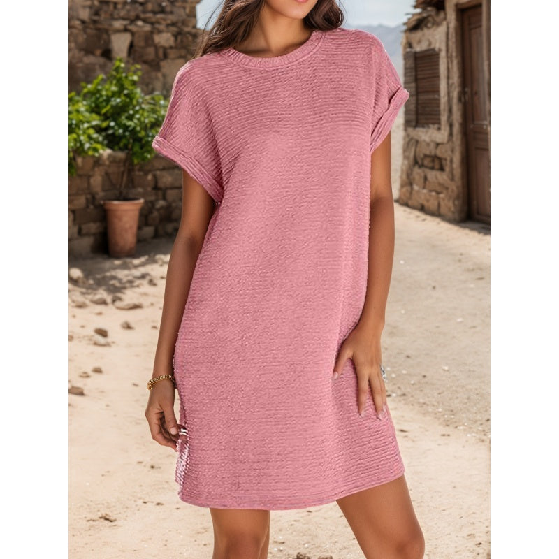 Solid Round Neck Dress