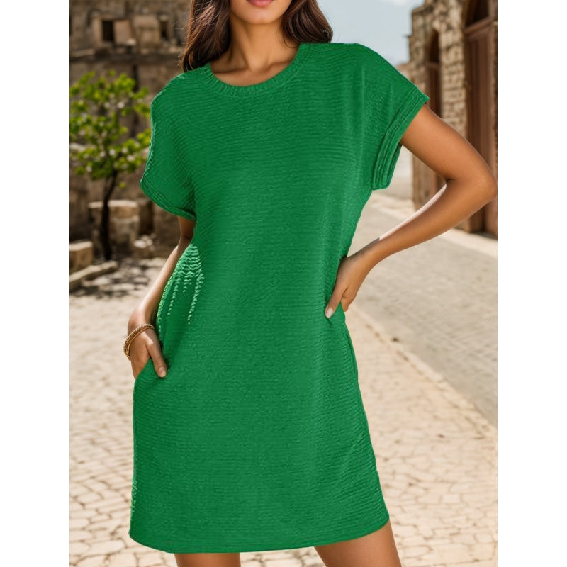 Solid Round Neck Dress
