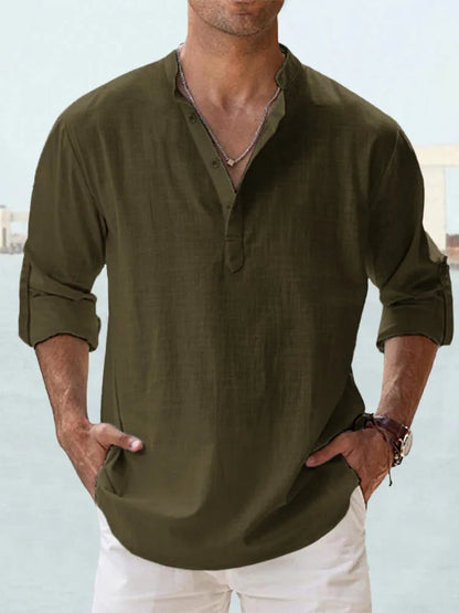 Long Sleeve Cotton Linen Men's Shirt