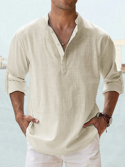 Long Sleeve Cotton Linen Men's Shirt