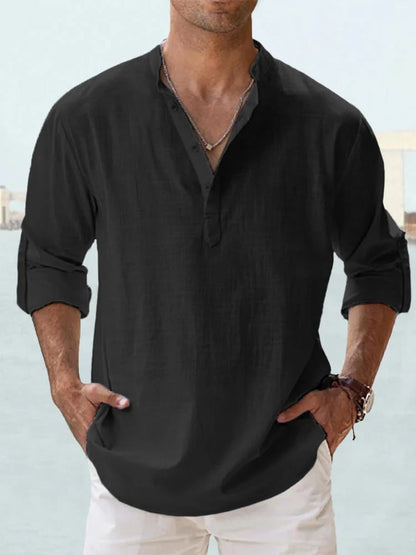 Long Sleeve Cotton Linen Men's Shirt