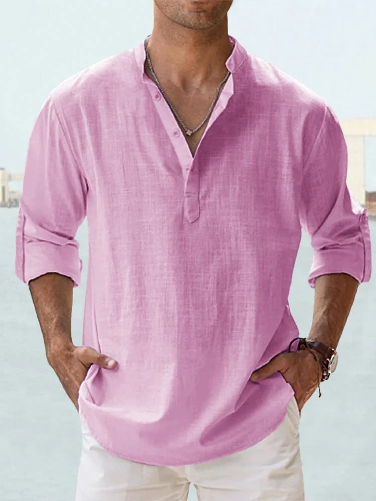 Long Sleeve Cotton Linen Men's Shirt