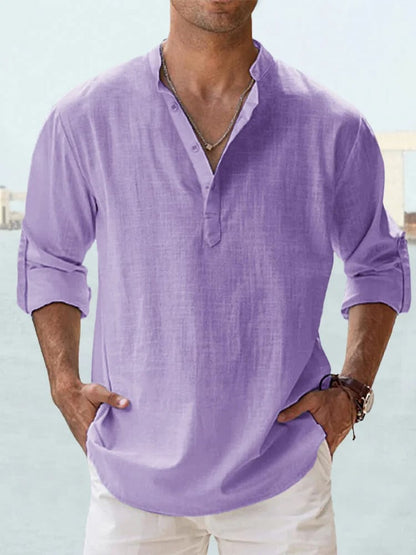 Long Sleeve Cotton Linen Men's Shirt