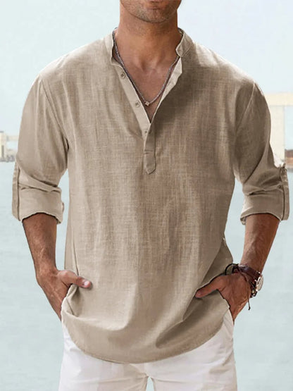 Long Sleeve Cotton Linen Men's Shirt