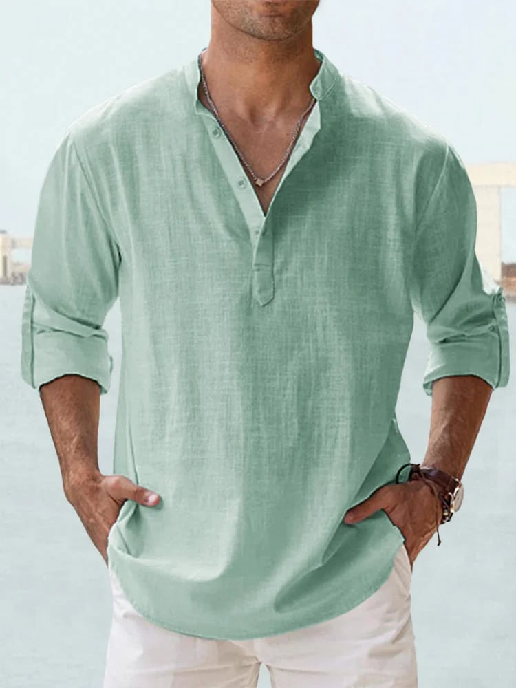 Long Sleeve Cotton Linen Men's Shirt