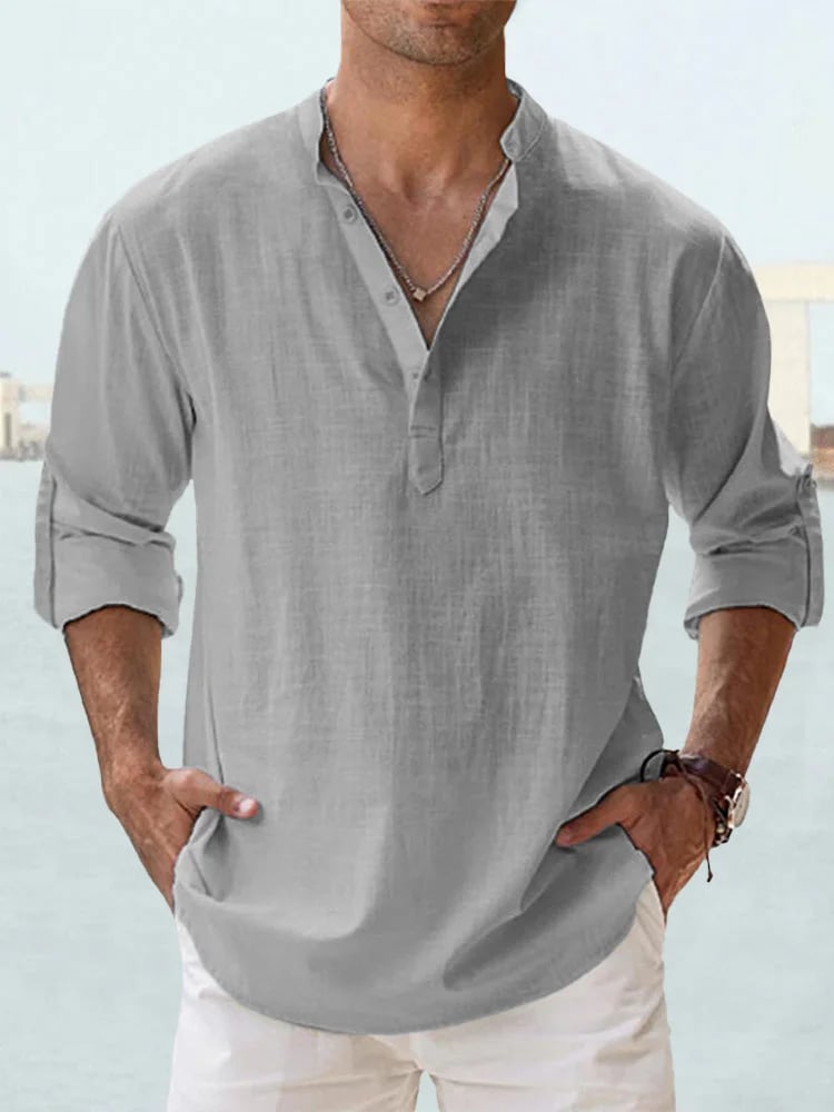 Long Sleeve Cotton Linen Men's Shirt