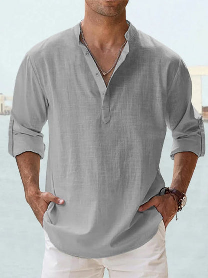 Long Sleeve Cotton Linen Men's Shirt
