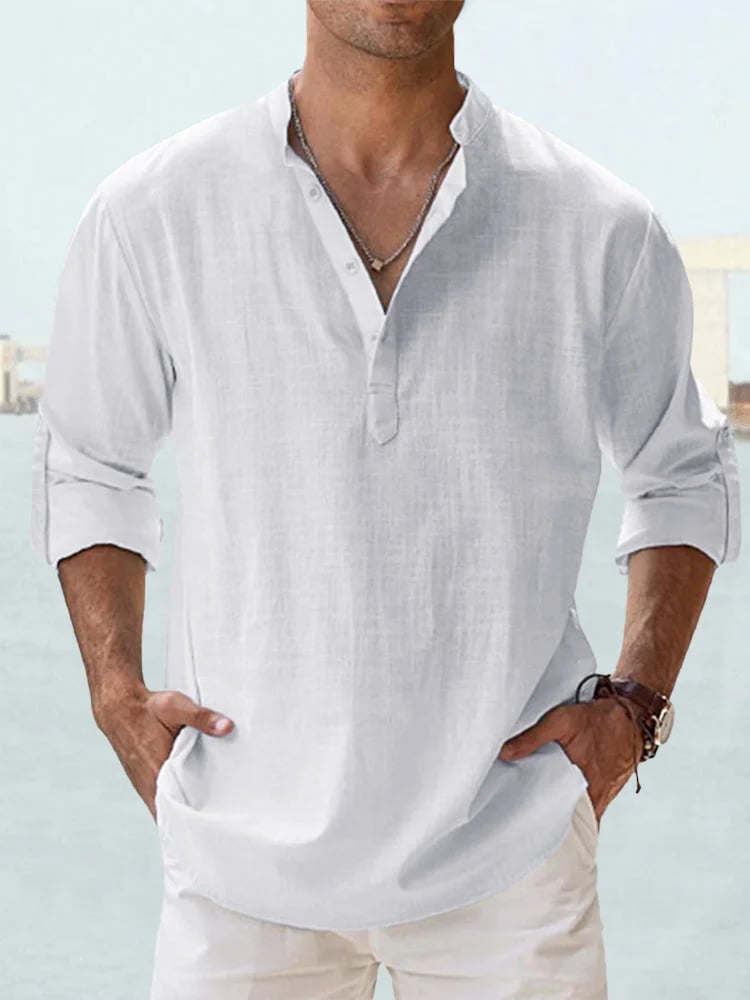 Long Sleeve Cotton Linen Men's Shirt