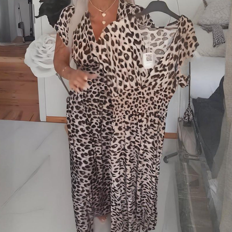 Leopard Dress with Blue Tears Necklace