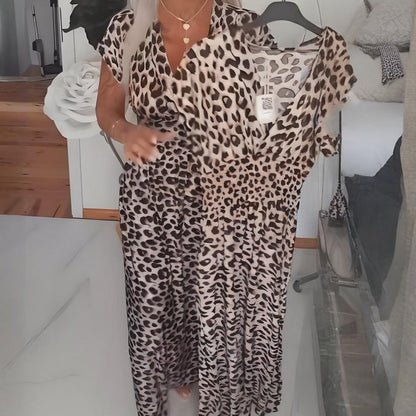 Leopard Dress with Blue Tears Necklace