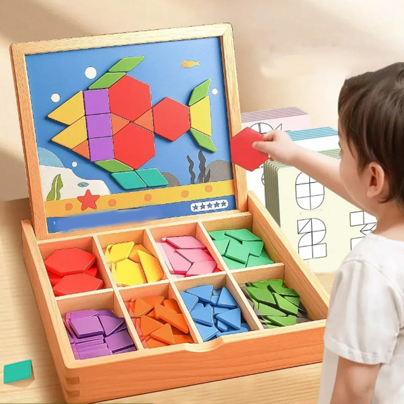 Magnetic Wooden Puzzle Blocks