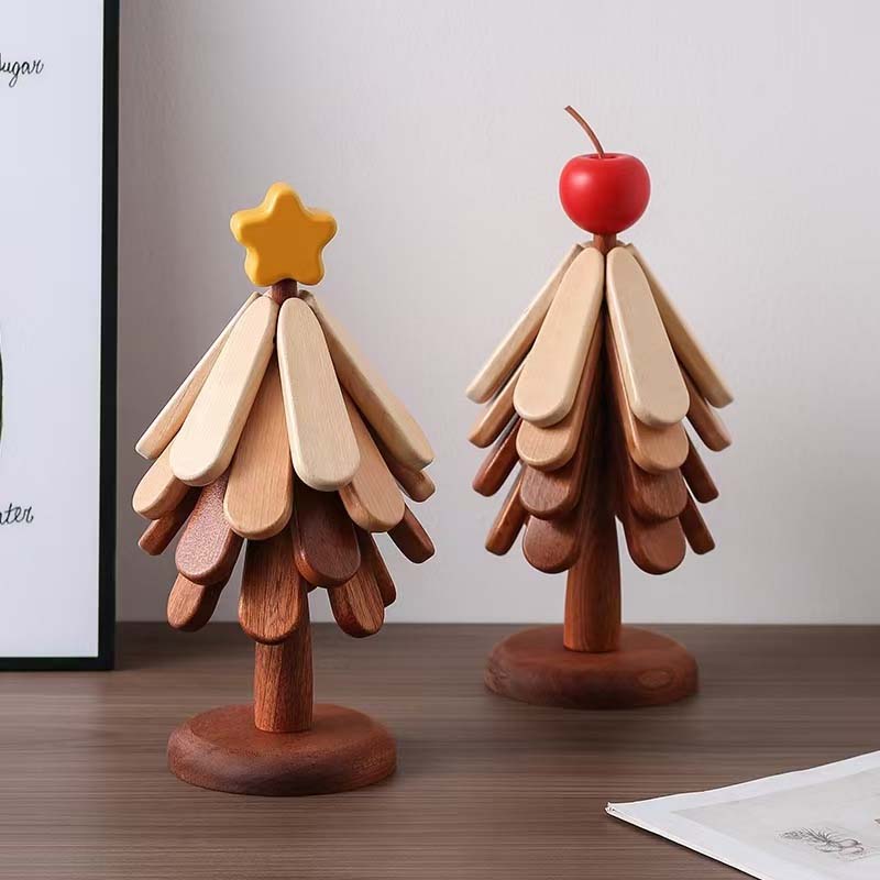 Tree-Shaped Wooden Pot Holder