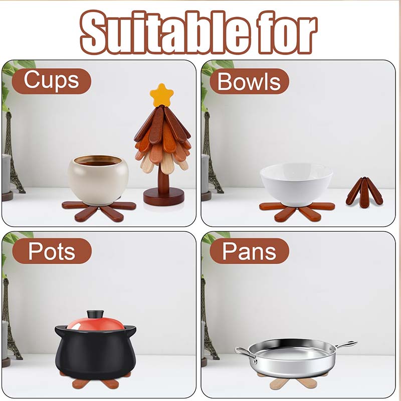Tree-Shaped Wooden Pot Holder