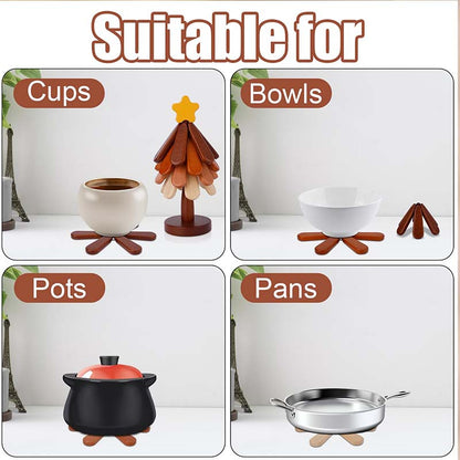 Tree-Shaped Wooden Pot Holder