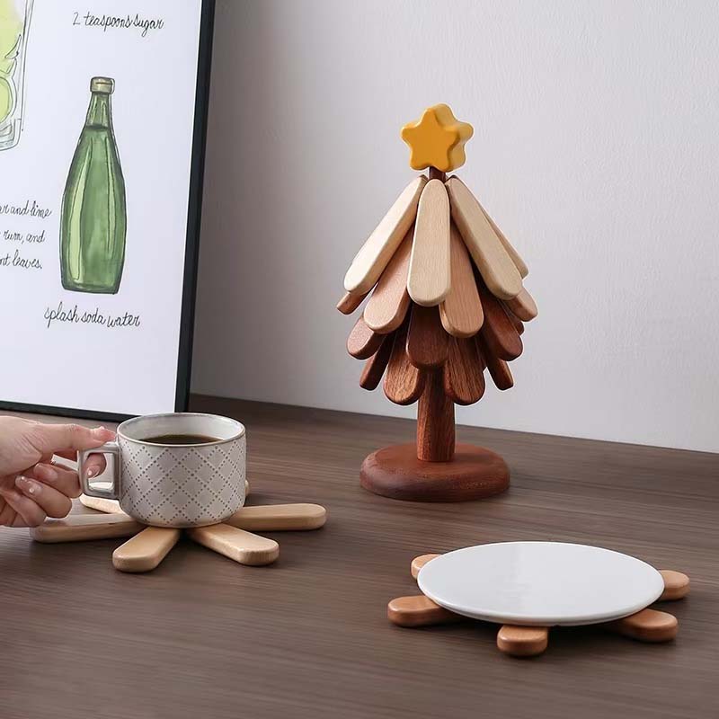 Tree-Shaped Wooden Pot Holder