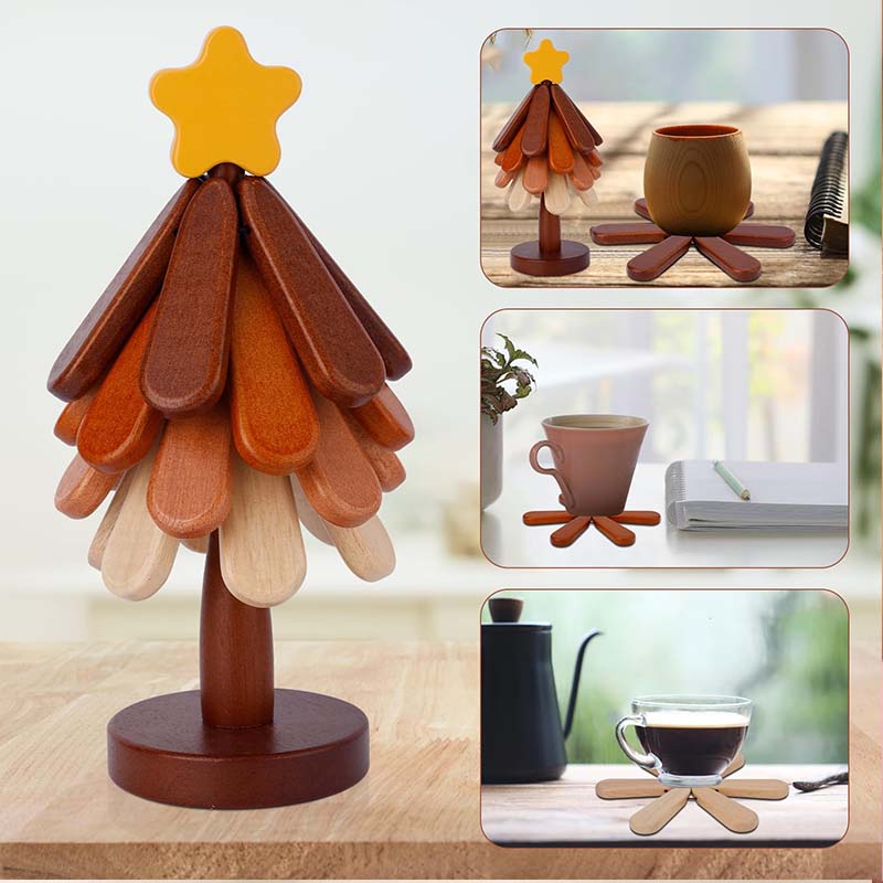 Tree-Shaped Wooden Pot Holder