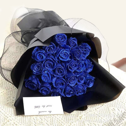 RoseGlow Glitter Artificial Rose Bouquet