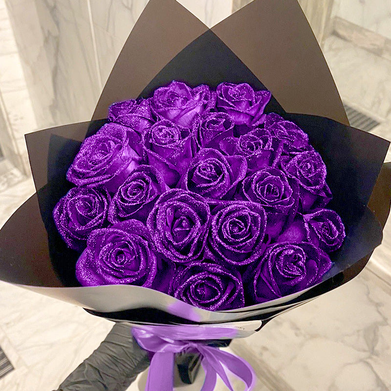 RoseGlow Glitter Artificial Rose Bouquet