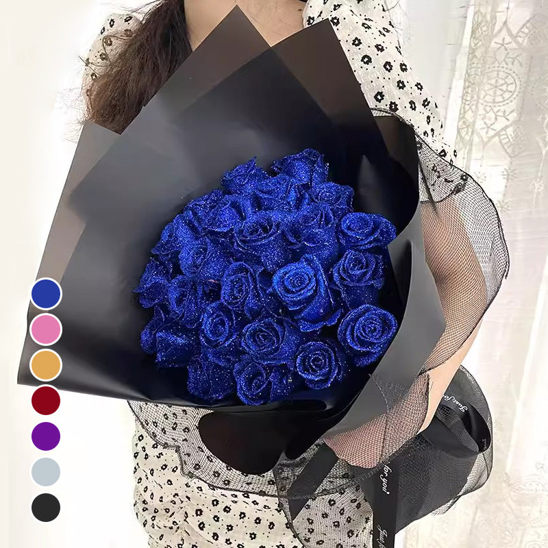 RoseGlow Glitter Artificial Rose Bouquet