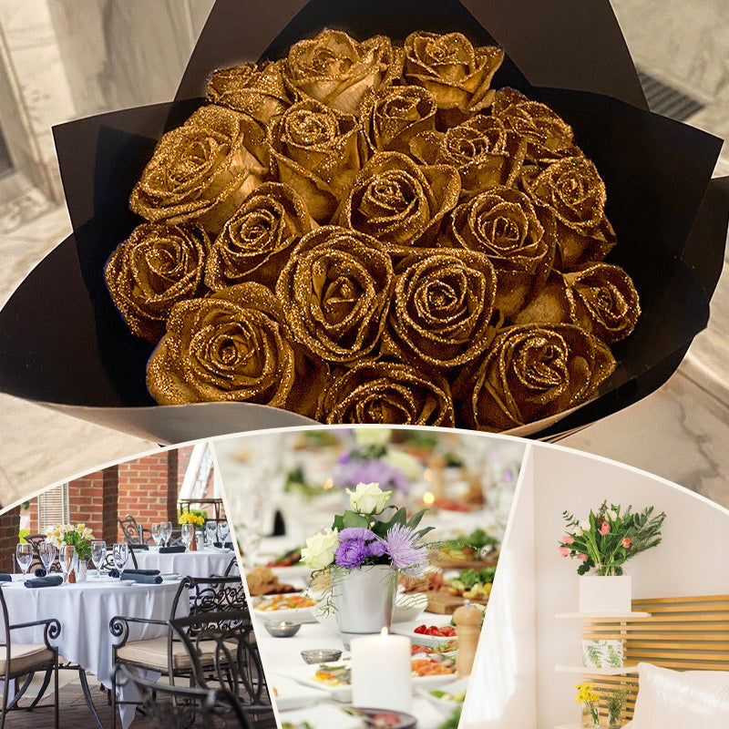 RoseGlow Glitter Artificial Rose Bouquet